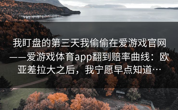 我盯盘的第三天我偷偷在爱游戏官网——爱游戏体育app翻到赔率曲线：欧亚差拉大之后，我宁愿早点知道…